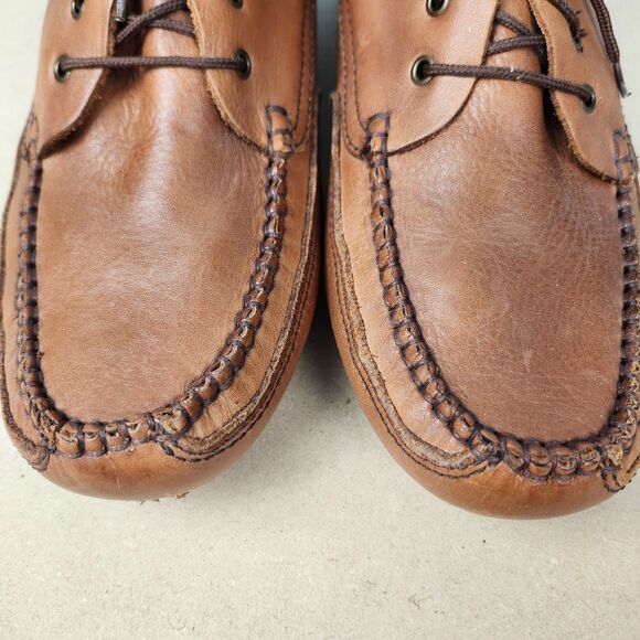 J Murphy Moccasins 9M Brown Leather Lace-Up Low Top Johnston & Murphy Casual - Picture 2 of 9